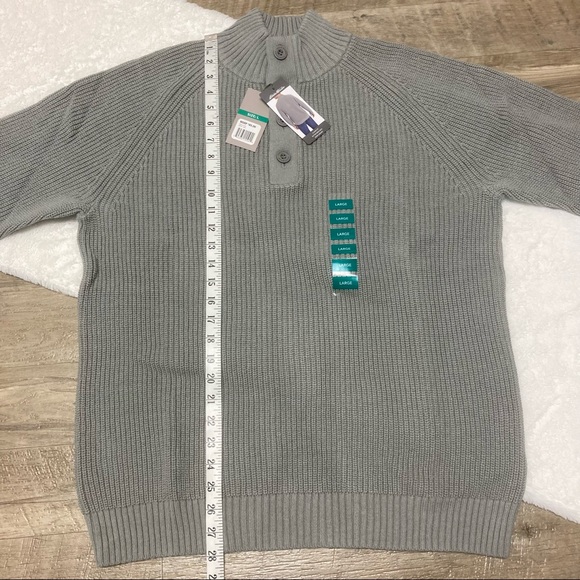 NWT Eddie Bauer Men’s sweater button neck gray cotton knit pullover size L - Picture 9 of 12